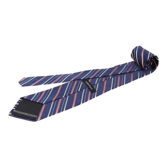 DKNY Striped Navy Blue and Green Necktie - Picture 4 of 4